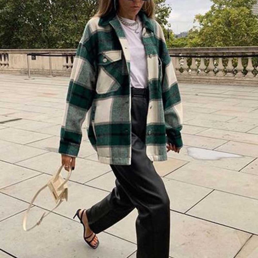 Plaid Stripe Oversized Flannel Shirt Shacket - Picture 11 of 16